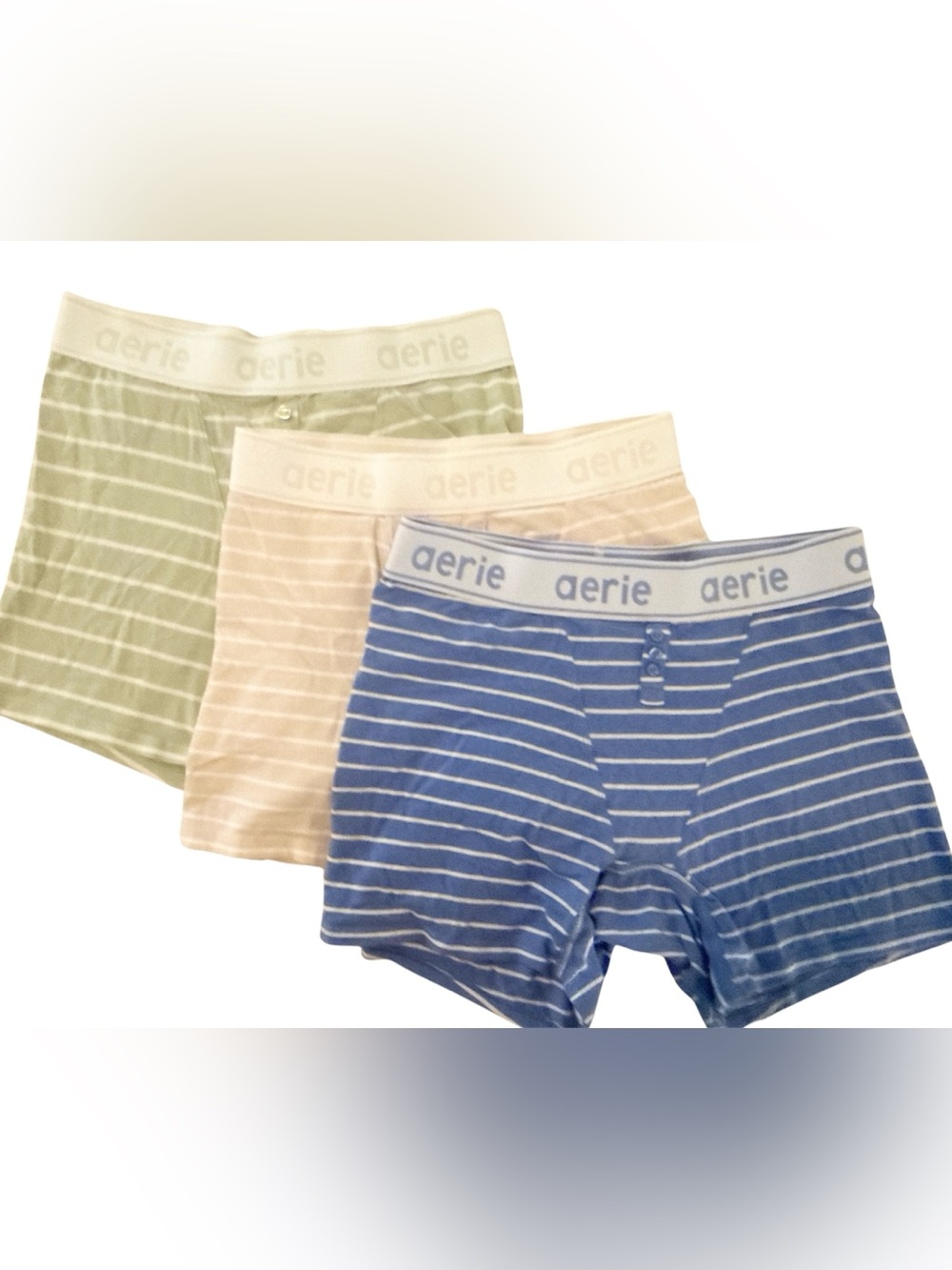 Aerie Super Chill High-Rise Striped BoyShort Underwear/Lounge 3-Pack - Size Med